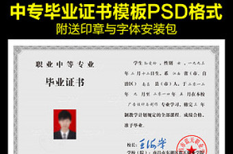 2021全套通用中專高中畢業(yè)證模版
