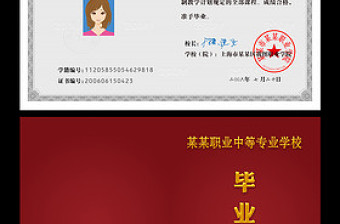 通用職業(yè)中等專(zhuān)業(yè)畢業(yè)證書(shū)PSD模板下載