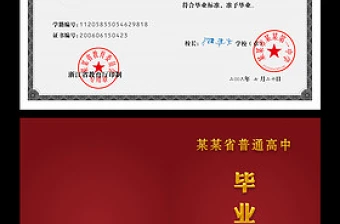 通用全套普通高中毕业证书PSD模板下载