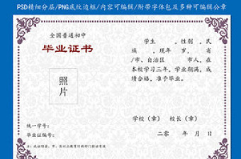 初高中畢業(yè)證模板