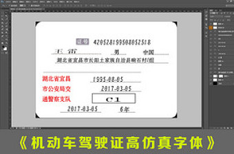 駕駛證高仿真字體PSD模板