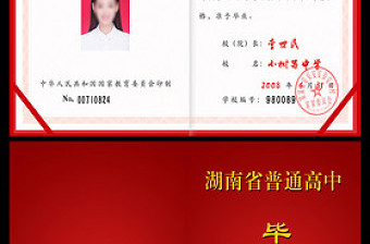 全套通用學(xué)校中專高中畢業(yè)證PSD模版