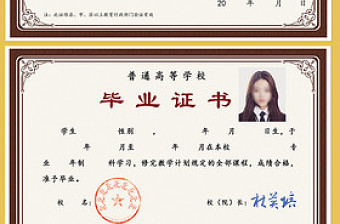 高端大學(xué)大專中專畢業(yè)證書模板