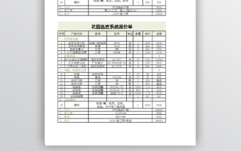 监控系统报价单表格