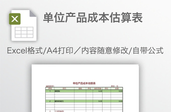 單位產(chǎn)品成本估算表