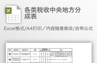 各类税收中央地方分成表