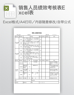 销售人员绩效考核表Excel表