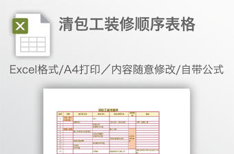 清包工裝修順序表格