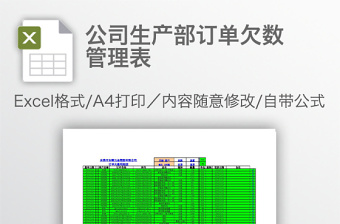 公司生產(chǎn)部訂單欠數(shù)管理表