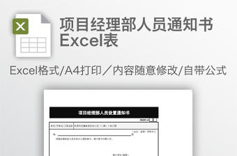 項目經(jīng)理部人員通知書Excel表