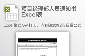項(xiàng)目經(jīng)理部人員通知書Excel表