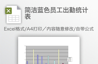 簡潔藍(lán)色員工出勤統(tǒng)計(jì)表