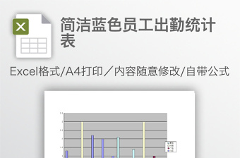 简洁蓝色员工月份考勤表Excel表格