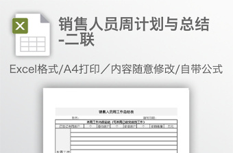銷售人員周計劃與總結(jié)-二聯(lián)