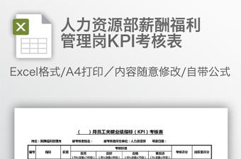 人力資源部薪酬福利管理崗KPI考核表
