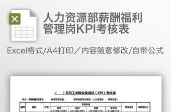 人力資源部薪酬福利管理崗KPI考核表