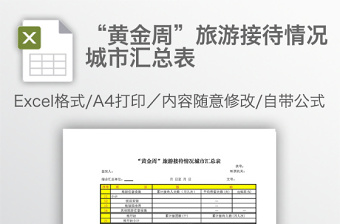 “黃金周”旅游接待情況城市匯總表