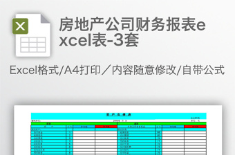 房地產(chǎn)公司財務(wù)報表excel表-3套