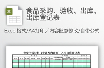 食品采购、验收、出库、出库登记表