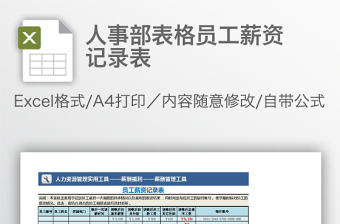 人事部表格員工薪資記錄表
