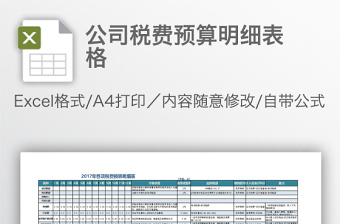 公司稅費(fèi)預(yù)算明細(xì)表格