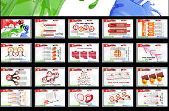 涂料油漆桶藝術印刷噴繪會議總結PPT模板