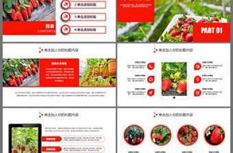 水果草莓園綠色水果農(nóng)產(chǎn)品種植基地PPT模板