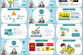 用電安全主題班會小學安全教育ppt模版家長會