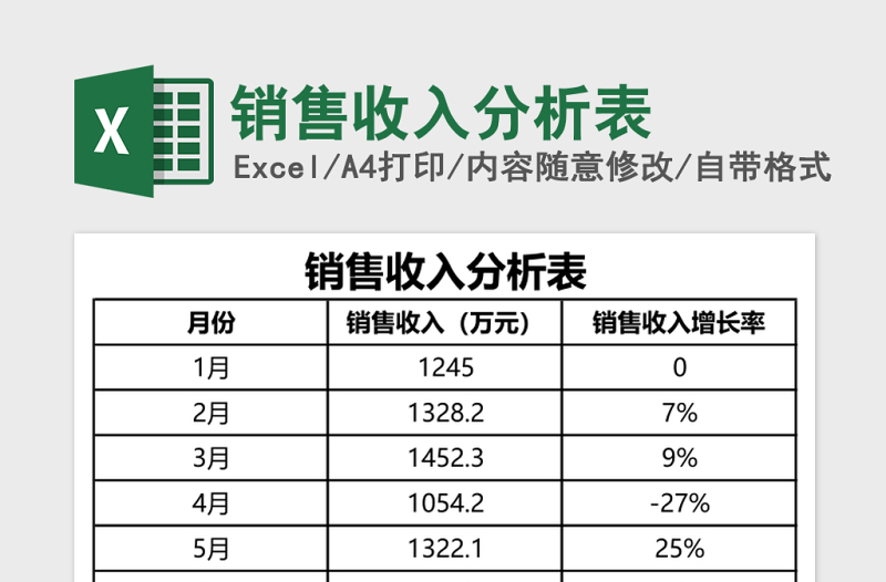 销售收入分析表Excel模板