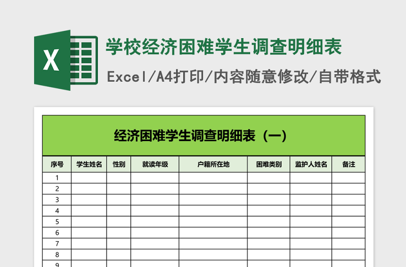 学校经济困难学生调查明细表