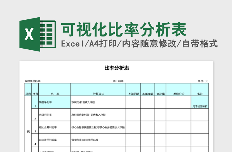 可视化比率分析表excel模板