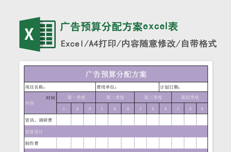 广告预算分配方案excel表