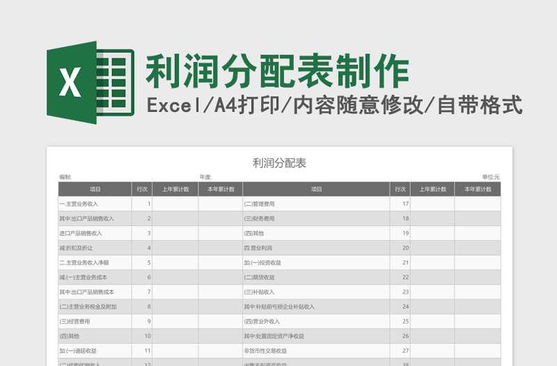 利润分配表制作excel模板