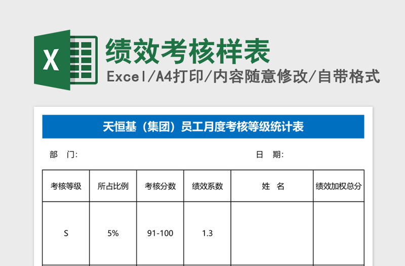 绩效考核样表Excel表格