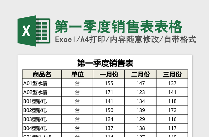 第一季度销售表Excel模板表格