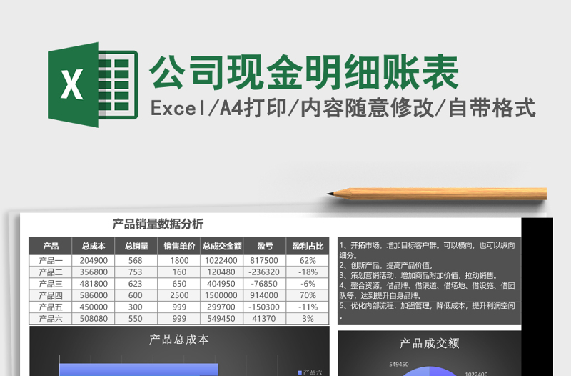 公司现金明细账表excel模板