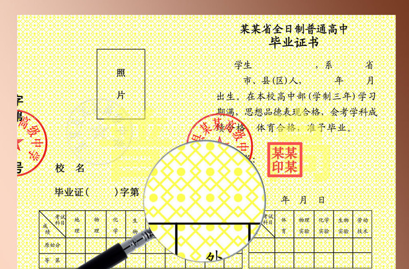 某省普通高中毕业证模板证书设计