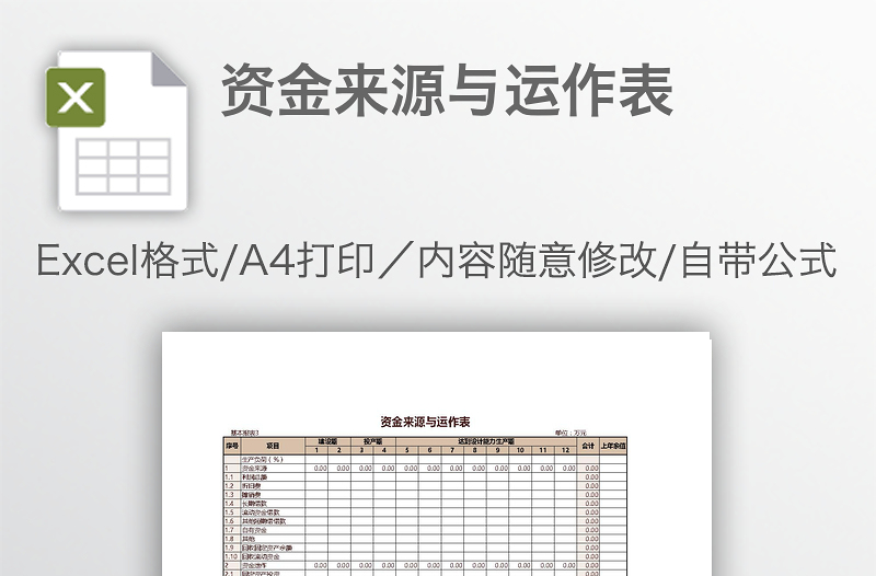 资金来源与运作表