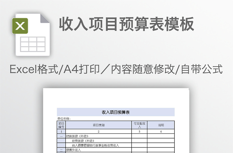 收入项目预算表模板