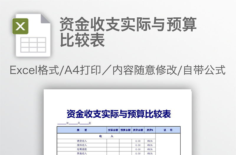 资金收支实际与预算比较表