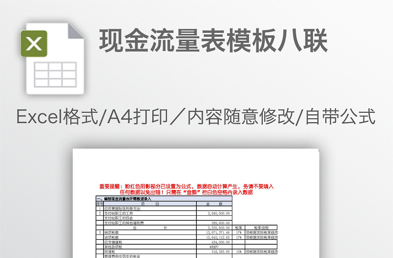 现金流量表模板八联