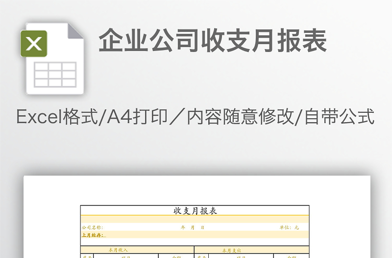 企业公司收支月报表