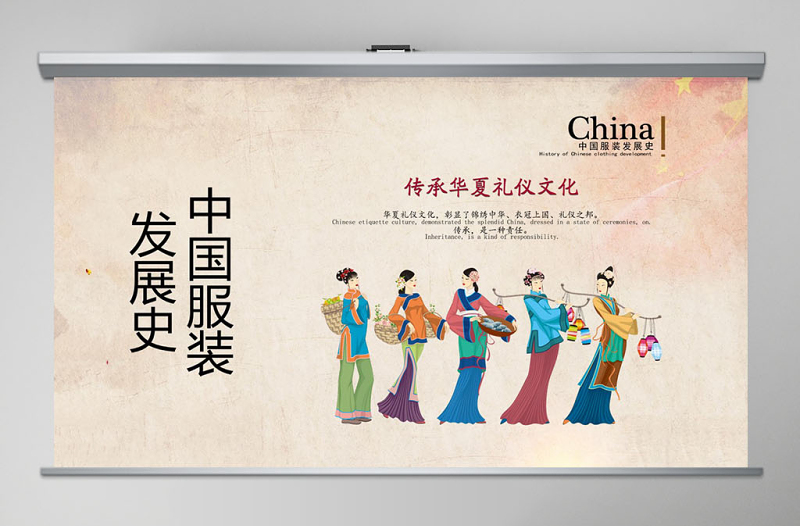 传承中国文化中国服装发展史介绍教育教学PPT模板