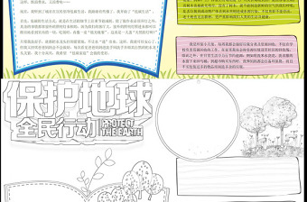2021世界地球日手抄报保护地球全民行动含线稿小报模板