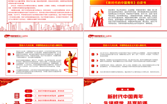 《新时代的中国青年》白皮书PPT红色党政风解读新时代的中国青年专题课件模板