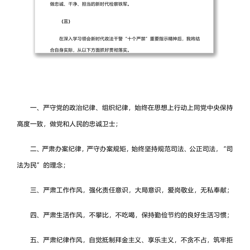 检察干警学习新时代政法干警十个严禁心得体会5篇上