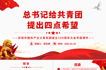 2022共青团向我招手――庆祝中国共青团成立100周年主题ppt