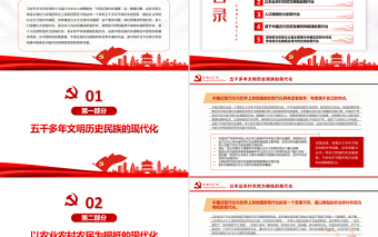中国式现代化道路的中国特色PPT红色大气风党员干部学习教育专题党课