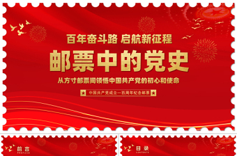 2021中国共产党成立一百周年邮票ppt