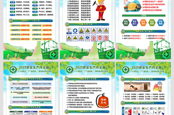 2025安全生产月展板绿色精美安全生产宣传教育活动挂图海报设计